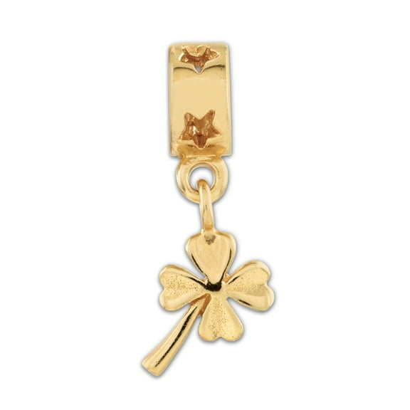 Clover Dangle Charm .925 Sterling Silver & Gold Plated Reflection Beads