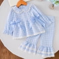 thumbnail image 2 of CAUYDY 12M 18M 24M 1T 2T Newborn Baby Pjs for Girls Toddler Fall Winter Clothes Set Long Sleeved Shirt and Elastic Pants 2 Piece Infant Outfits Cute Sizes 12-18 Months,Light Blue, 2 of 6