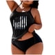thumbnail image 1 of Traje de baño de moda para mujer, de talla grande, con estampado, con cojín en el pecho y sin soporte de acero, holgado, con cordón ajustable, dividido., 1 of 5