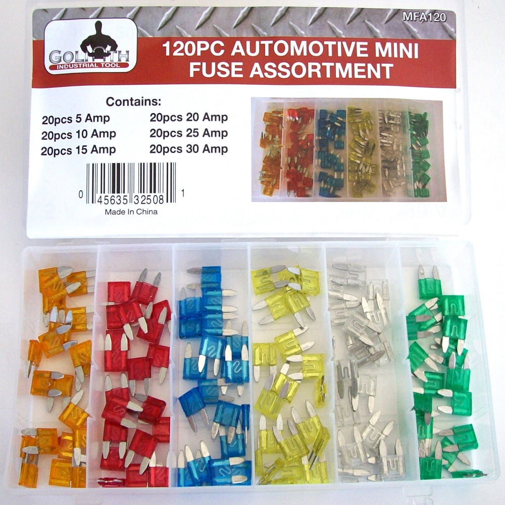 120pc Mini Car Blade Fuse Box Assortment Fuses Truck SUV RV