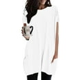 thumbnail image 2 of Tiqkatyck Graphic Tees for Women, Women Summer Casual Solid Loose Pullover Crewneck Shirt Short Sleeve Tunic Tops Blouse with Pockets T Shirts for Women White XL, 2 of 6