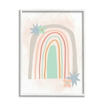 Stupell Whimsical Wavy Rainbow Star Shapes Landscape Painting White Framed Art Print Wall Art