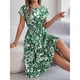 thumbnail image 4 of Vestido Corto de Verano Elegante Estampado Cintura Grande Doblado Plisado, Cuello en V de la Mitad de la Manga para el Uso Diario, de Primavera Y Casual, 4 of 5