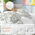 thumbnail image 2 of 3 Piece Boho Sage Green Floral Duvet Cover Set Queen Size,Microfiber Comforter/Quilt Cover with Corner Ties and 2 Pillowcases,Vintage Farmhouse Paisley Plant All Season Bedding with Zipper Closure, 2 of 8