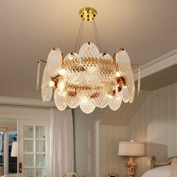 KPIBEST LED lights postmodern chandelier, glass leaf luxury crystal chandelier   living room lights dining room chandelier creative Scandinavian   chandelier