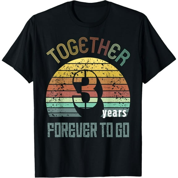 3rd Years Wedding Anniversary Gifts For Couples Matching T-ShirtMen's and women's gift, black and white T-shirt, size: Extra large S-4XL