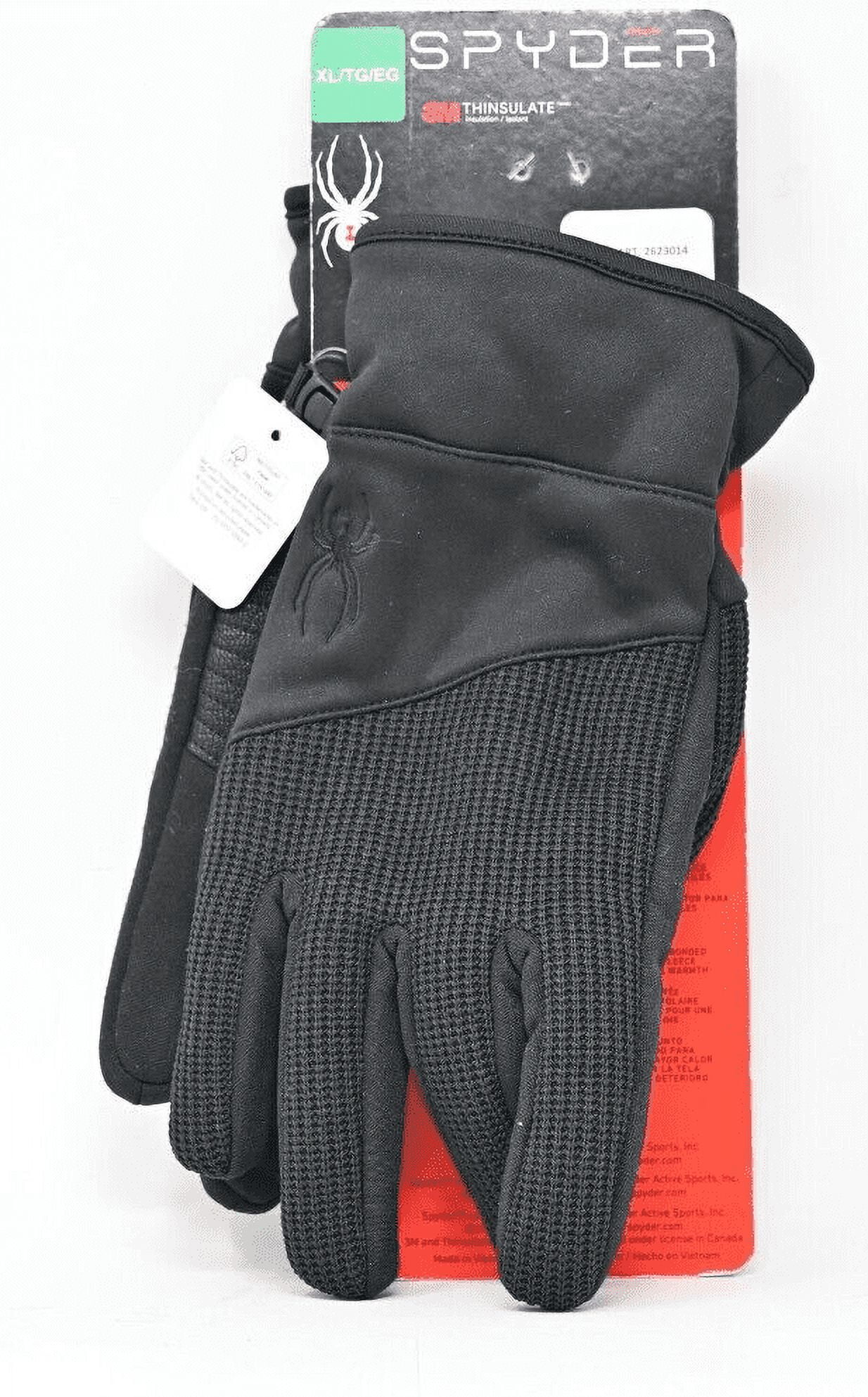 Spyder Leather Palm Stretchable Gloves, Black - Size Small