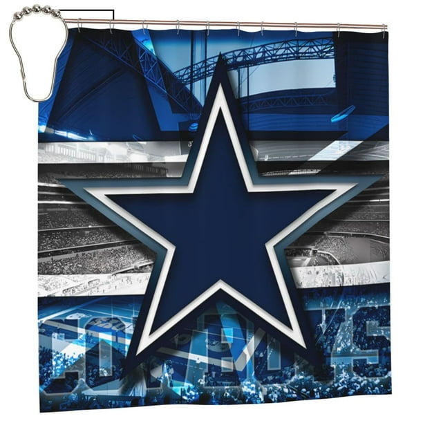 Cortina de ducha de baño personalizada del equipo de fútbol Cowboys, impermeable, para el hogar, antialtas temperaturas, privacidad, 72 x 72 pulgadas