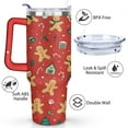 thumbnail image 3 of Christmas Gingerbread 40 Oz Tumbler with Handle Lid and Straw, Stainless Steel Double Walled Vacuum Insulated Cup, Cute Anniversary Wedding Birthday Gifts Tumbler for Women Men Friends Outdoor Indoor, 3 of 7