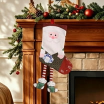 AuroraX Christmas Stockings with Legs Large Plush Knitted Xmas Stocking Hanging 20" Gnome Santa Snowman Elf Candy Bags for Holiday Party Gifts Decor(Red)
