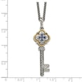 thumbnail image 2 of Shey Couture  Sterling Silver with 14K Accent 18 Inch Antiqued Sapphire and Diamond Key Necklace, 2 of 2