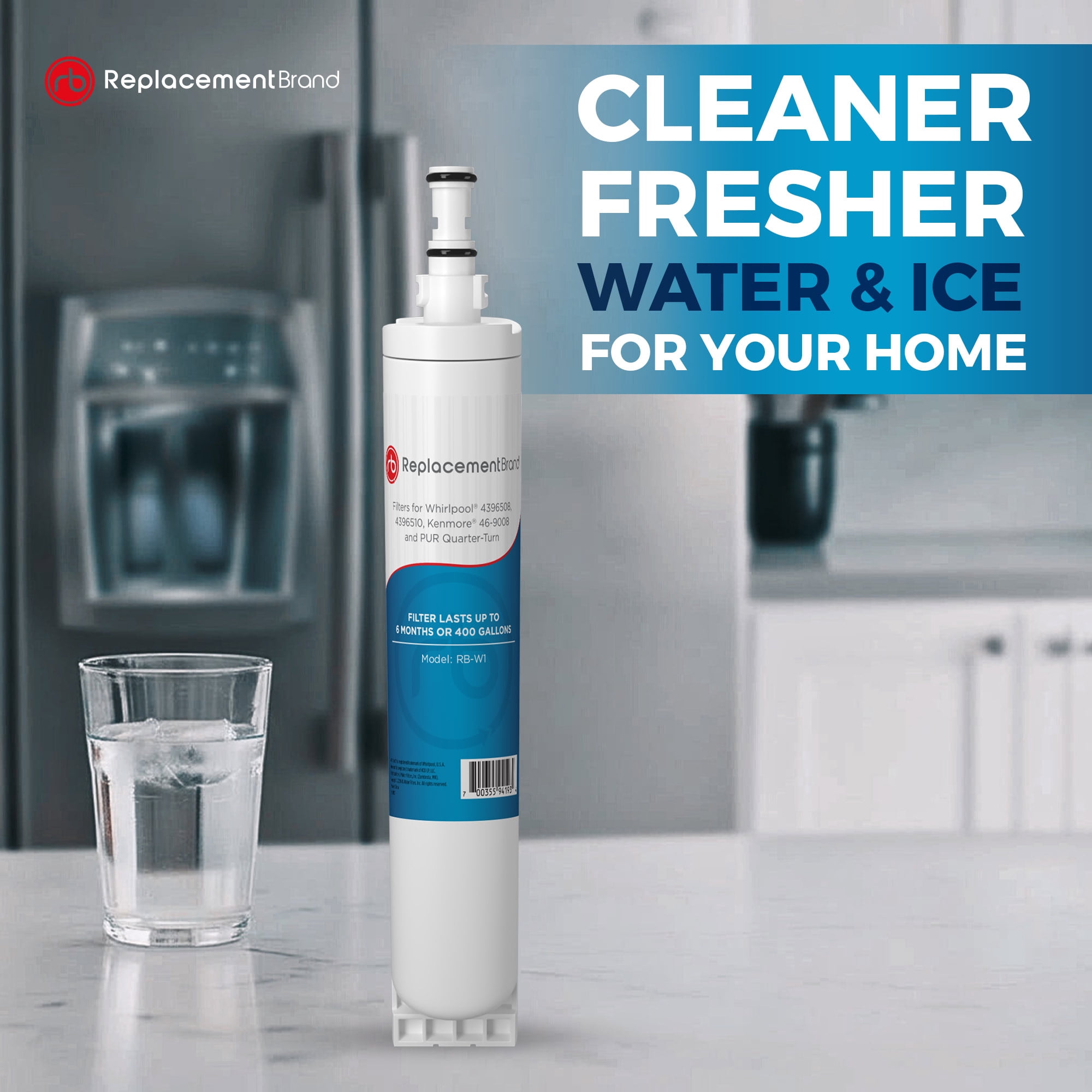 ReplacementBrand 4396508 Comparable Replacement for 4396508 EDR5RXD1 4396510 Refrigerator Water Filter 2 Pack