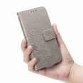 thumbnail image 4 of Dteck Case For Samsung Galaxy Note 10 Plus Wallet Case, Wallet Flip Folio Case Kickstand Card Slots Embossed Four-leaf Clover PU Leather Wallet Shockproof TPU Bumper Ultral Slim Cover - Gray, 4 of 5