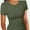 Olive Green, variant on Women's Crew Neck Ribbed Fitted Shirt, Basic Short Sleeves Slim Fit Tops Summer T Shirt