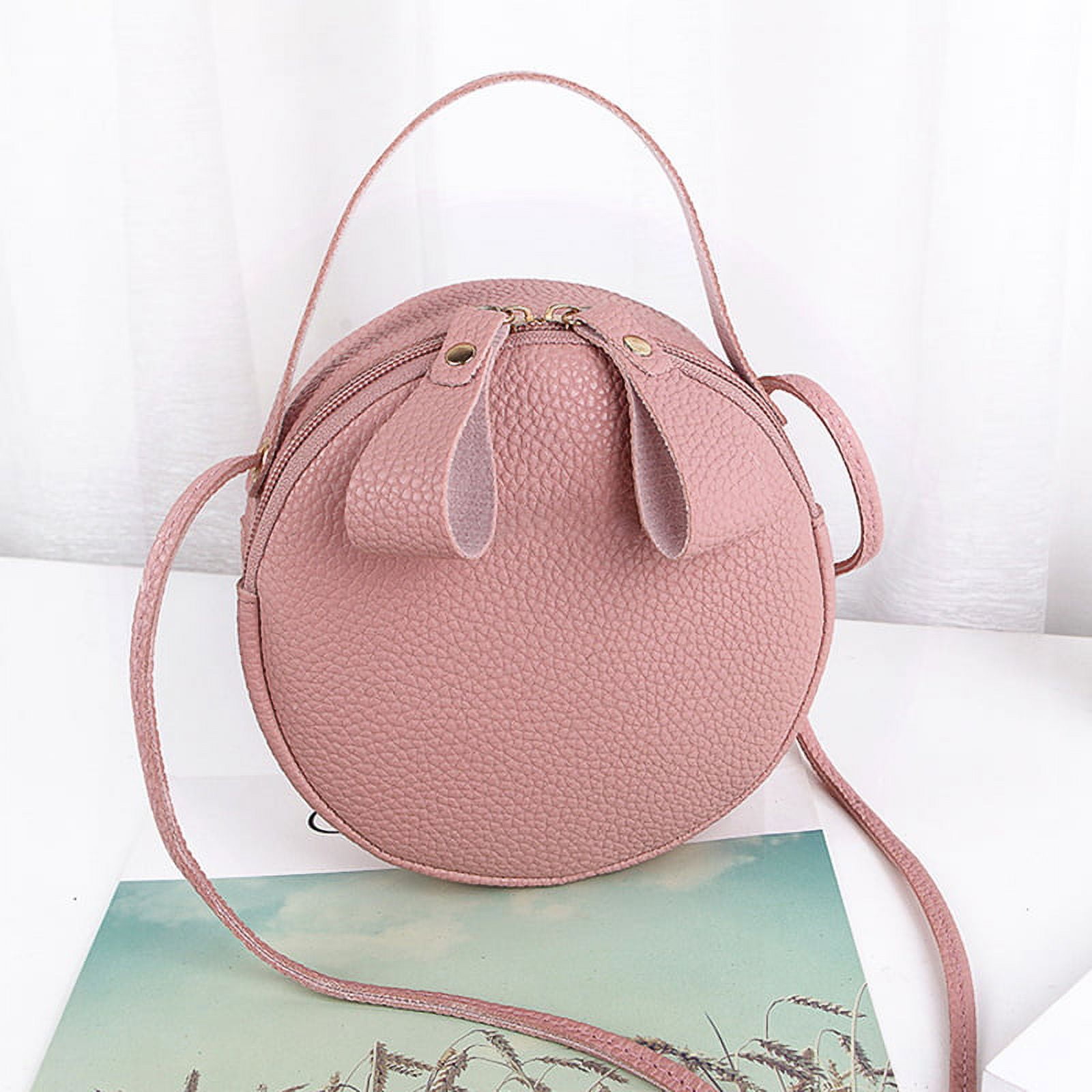 Cute Embossed Leather Circle Bag Hand Painted Side Bags For Women