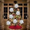 thumbnail image 4 of Christmas Poinsettia 10.2-Inch Large Christmas Flowers Picks Spray Artificial Glitter Flower Ornaments for Christmas Tree Wreath Garland Decoration (White), 4 of 7