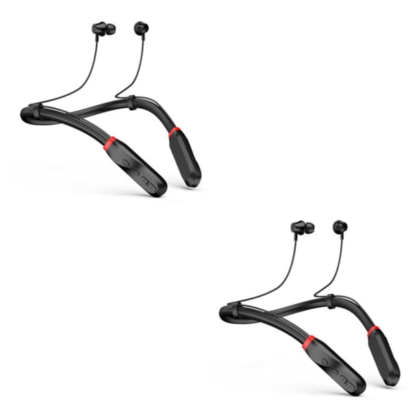 Seitruly Auricular de PP para colgar en el cuello, repuesto tipo C, inalámbrico, para deportes, correr, transmisión en vivo, regalo de Negro 2Conjunto