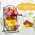 thumbnail image 3 of Wetheny 2 Tier Fruit Basket Fruit Bowl for Kitchen Counter,Bread,Fruit and Vegetable Holder Storage Basket,Wire Hanging Basket stand for Kitchen Organizer, Matte Black, 3 of 9