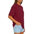 thumbnail image 3 of Lumtrix Womens 2026 Spring Summer Going Out Tops Casual Short Sleeve Crewneck Loose Fit Basic Oversized T Shirts Wine XL, 3 of 4