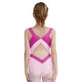 thumbnail image 2 of Alvivi Kids Girls Sparkling Sleeveless Leotard Gymnastics Mesh Splice Bodysuit Performance Costume Hot Pink 6, 2 of 7