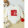 thumbnail image 2 of KelaJuan Baby Bubble Romper Long Sleeve Round Neck Letter Heart Embroidery Bodysuit Valentine’s Day Playsuit, 2 of 6
