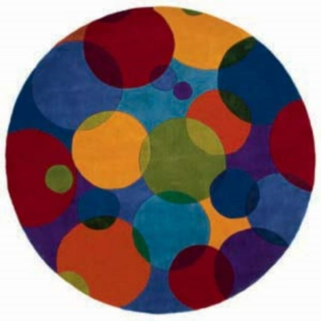 Momeni Tapis New Wave Collection, 100% Laine Sculptée à la Main & Tapis Contemporain Touffeté, 59" Rond, Multicolore