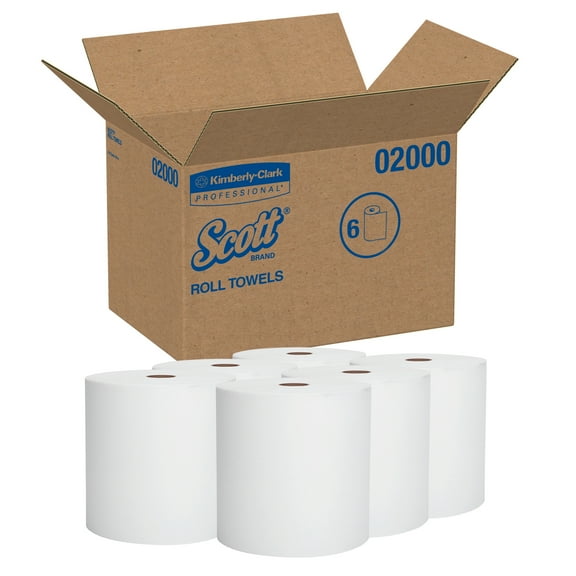 Scott® Professional™ 40% Recycled 1-Ply Paper Towel Rolls, 8" x 950', White, Case Of 6 Rolls