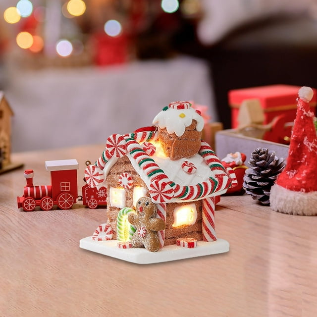 Figura Colgante de Casa Navideña Iluminada, Decoración para árbol de Navidad, Decoración para árbol de Navidad para Interiores, Festivales, Restaurant Estilo A