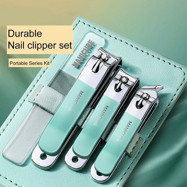 4Pcs/Set Toenail Clippers Fingernail Clipper with Faux Leather Case Sharp Sturdy Curved Edge Professional Stainless Steel Nail Clippers Set Travel Use