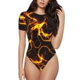 thumbnail image 1 of Balery Orange Lightning Body de cuello redondo de manga corta para mujer Tops de manga corta Tops básicos-Medium, 1 of 7