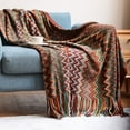 thumbnail image 5 of Bohemian Knit Sofa Blanket Cover - Decorative Acrylic Throw Blanket for Office Nap Air Conditioner Sofa Bed Cover 70.87x50in(Red), 5 of 6