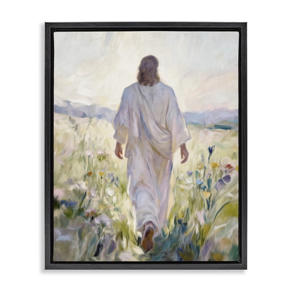 Stupell Industries French Country Wildflower Faithful Follower Black Floating Frame Canvas Art, 17 x 21, by Kim Allen