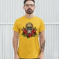 thumbnail image 3 of Tee Hunt Christmas Calavera T-shirt Sugar Skull Holiday Spirit Mistletoe Men's Tee, Yellow, 3X-Large, 3 of 5