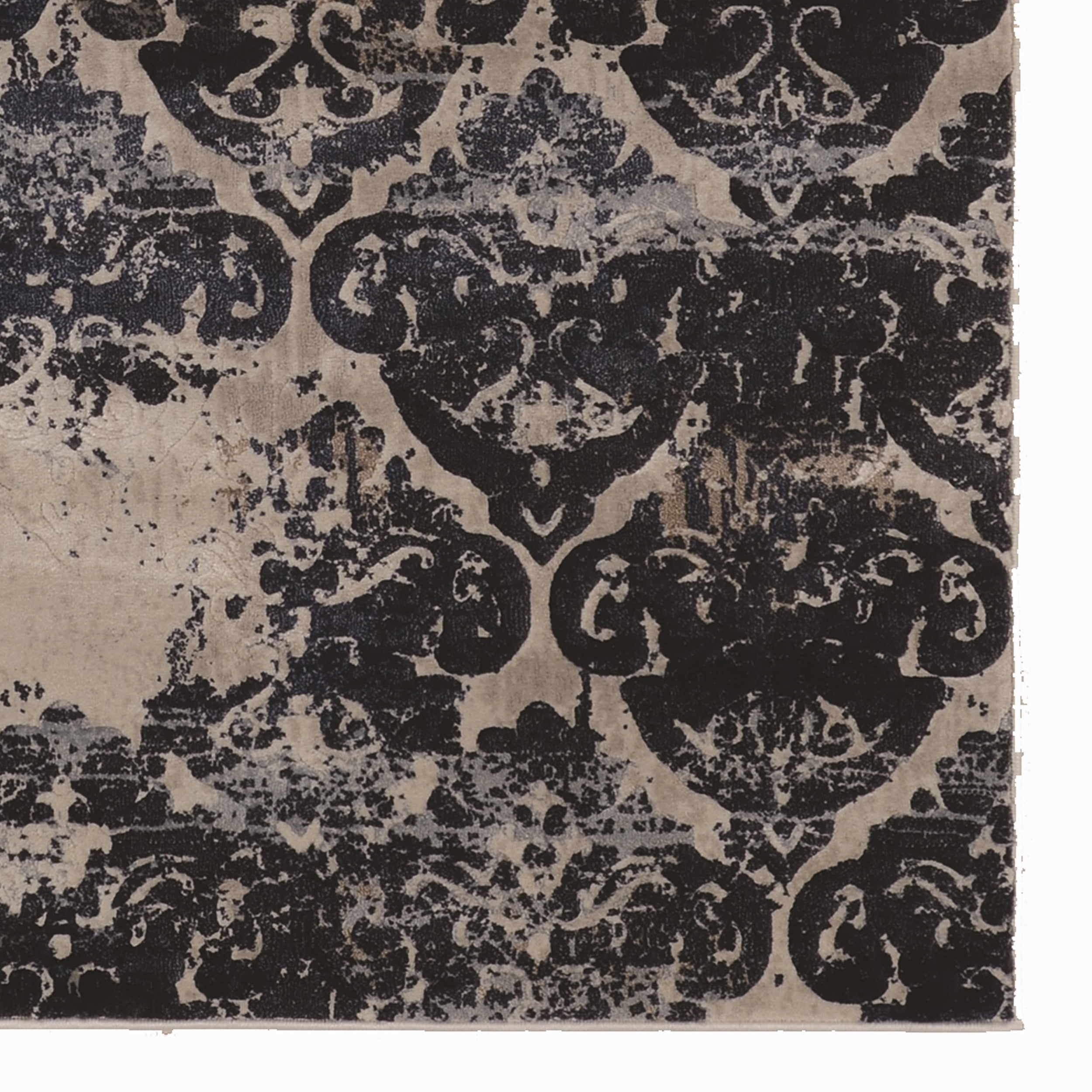Jewel Clara Beige Navy Area Rug 5x7.6 Powerloomed 100% Polypropylene