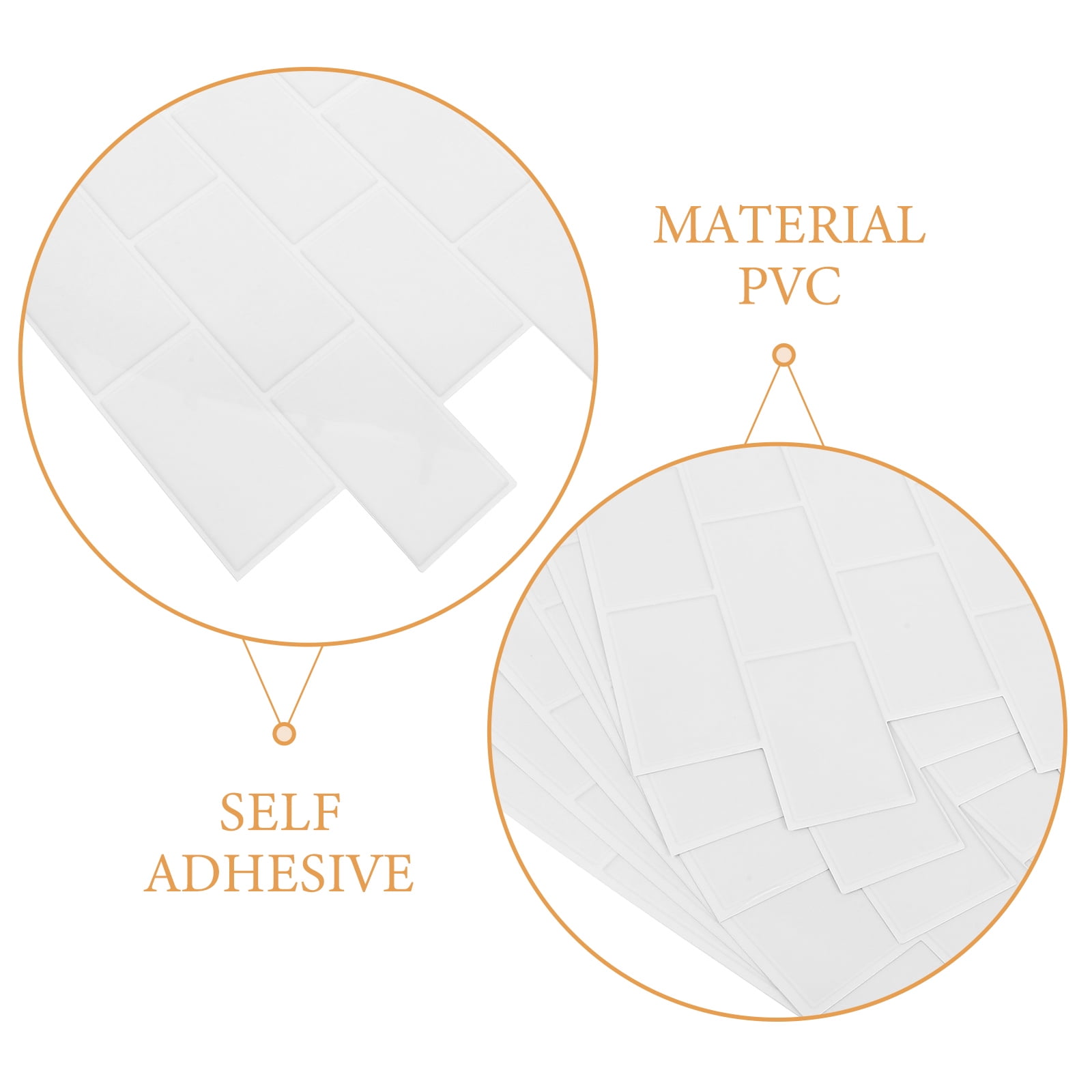 ETHZZLE 6Pcs White PVC Peel and Stick Backsplash Tiles Removable Kitchen and Bathroom Wall Decals