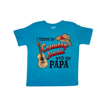 

Inktastic I Listen to Country Music with my Papa with Guitar and Hat Gift Toddler Boy or Toddler Girl T-Shirt