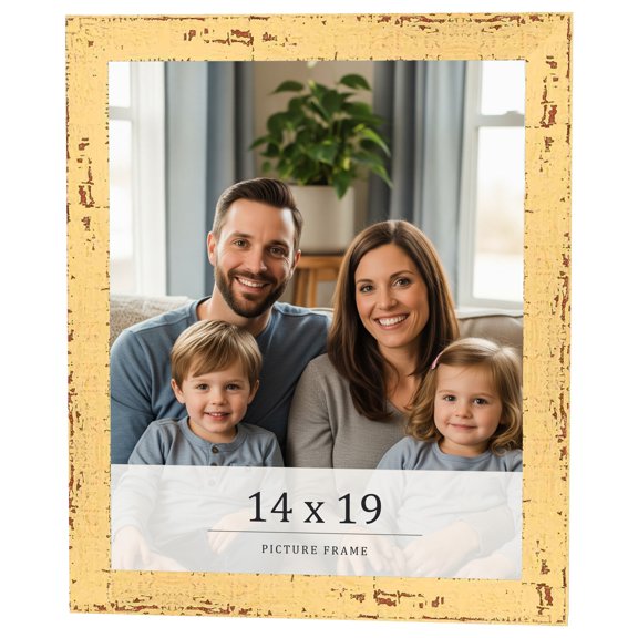 14x19 Frame Yellow Real Wood Picture Frame Width 1.25 inches | Interior Frame Depth 0.5 inches |