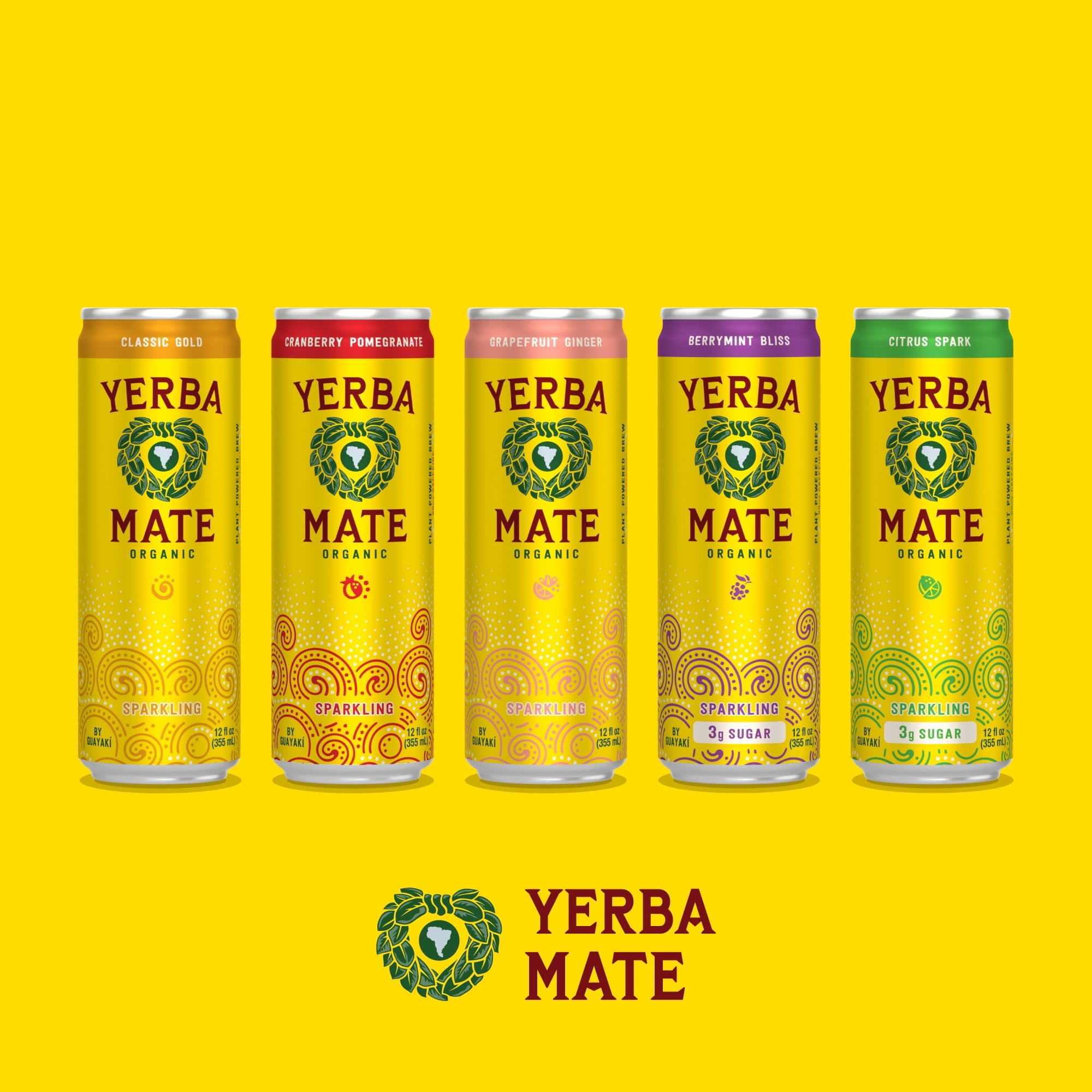 Guayakí Yerba Mate, Organic Sparkling Cranberry Pomegranate, 80mg Natural Plant Based Caffeine, Smooth Energy & Focus, Carbonated, 12 Oz (Pack of 12)