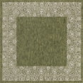 thumbnail image 3 of Unique Loom Outdoor Border Collection Area Rug - Floral Border (5' 3" Square Green/Ivory), 3 of 7