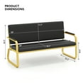 thumbnail image 3 of PU Leather Waiting Room Chair Guest Reception Seating Bench for Barber Shop,Beauty Salon,Office(Black & Gold), 3 of 14