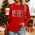 thumbnail image 6 of HOMBOM Tops for Women Christmas Fall Dressy Casual Plus Size Long Sleeve Red Santa Crewneck Xmas Females Tee Shirts, 6 of 9