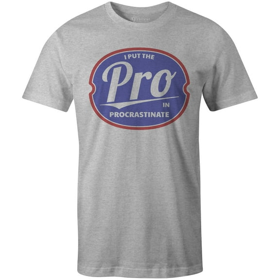 9 Crowns Tees I Put The Pro in Procrastinate Hilarious T-Shirt (Mens Htr Gray, 3X-Large)