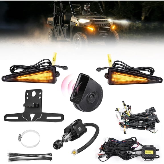 KEMIMOTO UTV Turn Signal Kit w/Dash Indicator & Turn-Sync Taillight,  with Column Switch others Compatible with Polaris Ranger Rzr General