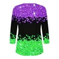 thumbnail image 5 of Gamivast Mardi Gras Shirts for Women Letter Graphic 3/4 Sleeve Carnival Blouses Carnival Party Crew Neck Tunic Tshirt Happy Mardi Gras Day Outfits, 5 of 6