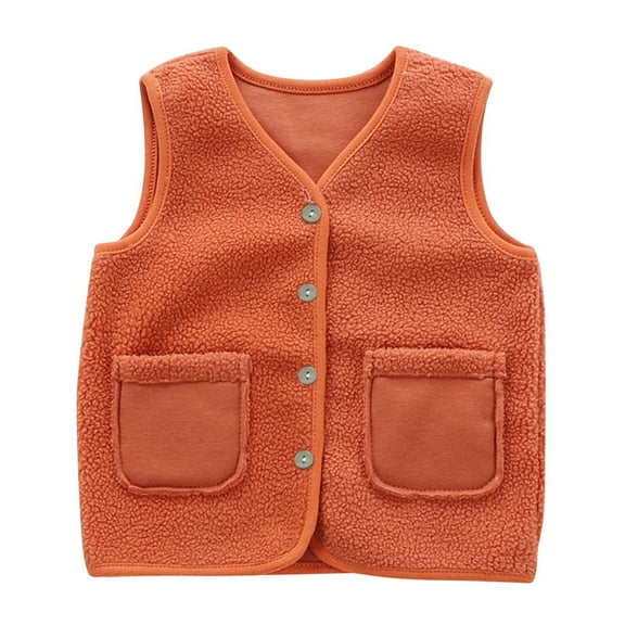 Toddler Boys Girls 𝐏olar Fleece Vest Baby Sleeveless Button Up Sherp𝐚 Lightweight Jacket Pocket Fall Winter Coat