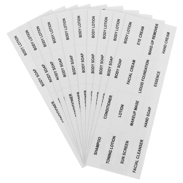 GAXIRE 10 pegatinas para dispensador de champú, loción, crema, maquillaje, cosméticos, etiquetas para botellas.