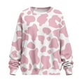 thumbnail image 5 of Yuyamidu Pink Cow Print Oversized Sweatshirt for Women Fashion Hoodie Sweatshirts Crewneck Long Sleeve Shirts Soft Comfortable Tees Pullovers with Pockets Date Party Spring Fall Winter Clothes, 5 of 7