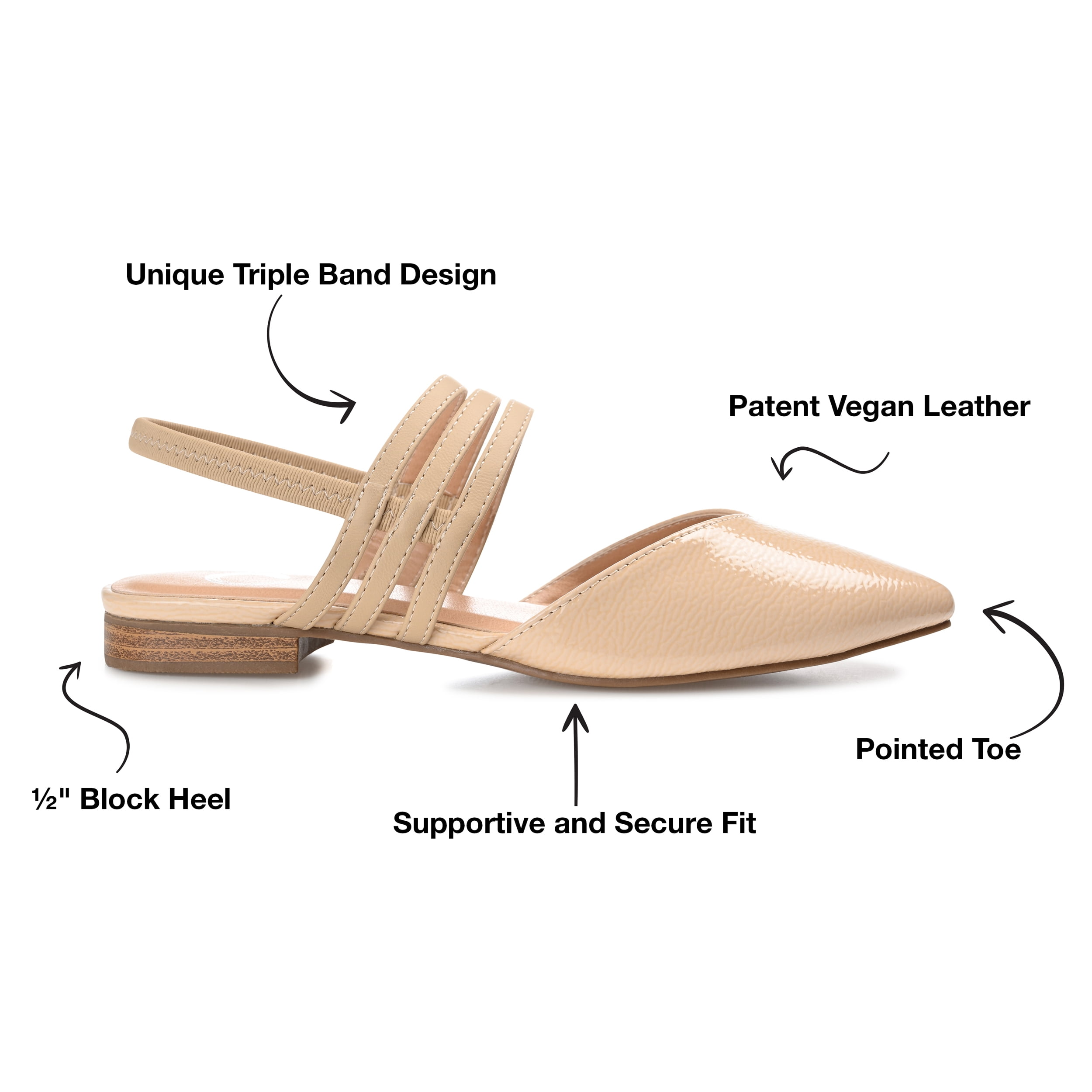 Journee Collection Womens Brinney Ballet Pointed Toe Pull On Flats