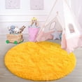 thumbnail image 2 of Junovo Luxury Round Fluffy Area Rugs for Bedroom Kids Girls Room Nursery,Super Soft Circle Rug,Cute Shaggy Carpet For Living Room,5'x5',Orange, 2 of 7