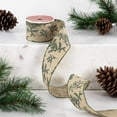 thumbnail image 2 of Northlight Brown with Green Leaves Wired Craft Ribbon 2.5" x 10 Yards, 2 of 5